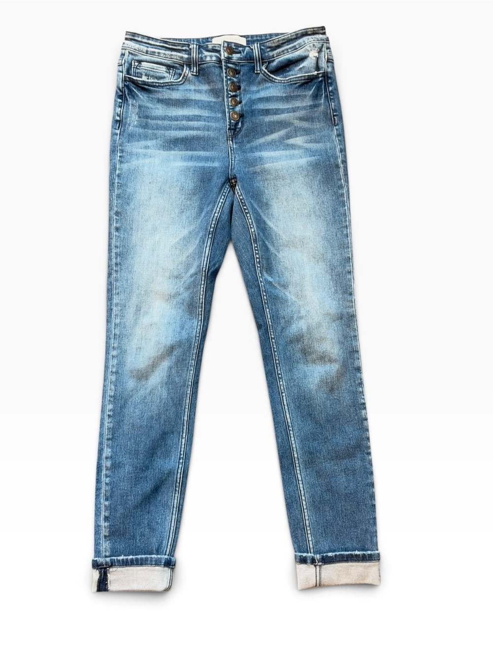 Flying Monkey Y3833 High Rise Button Fly Skinny Jeans Size 28 Distressed